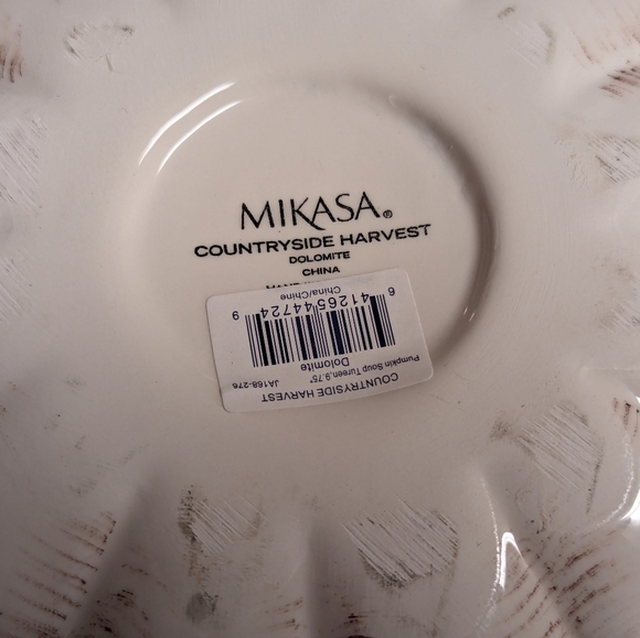 MIKASA Countryside Harvest 10” Covered Soup Tureen Ladle Pumpkin Pottery - Picture 12 of 12